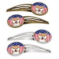 Carolines Treasures American Flag and Shiba Inu Barrettes Hair Clips, Set of 4, 4PK BB2155HCS4